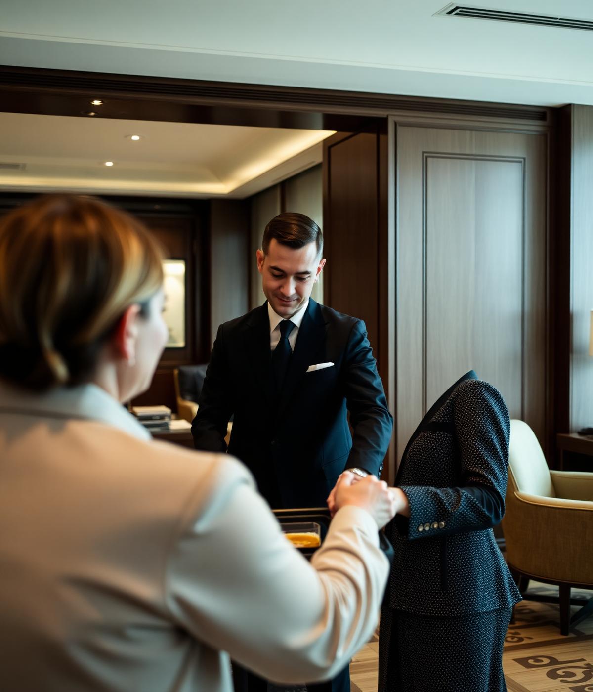 Professional concierge assisting a client
